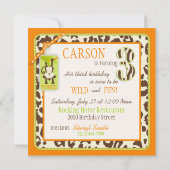 オレンジジャングルモンキーサード誕生日 招待状 (裏面)