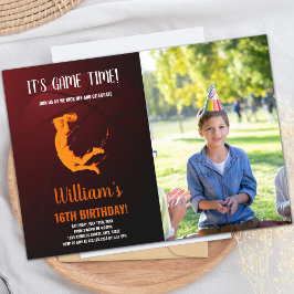 オレンジジャンプバスケットボール誕生日招待状 招待状