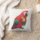 オレンジジュースのグラスとオウム クッション (ブランケット)