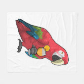 オレンジジュースのグラスとオウム フリースブランケット (正面(横))