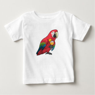 オレンジジュースのグラスとオウム ベビーTシャツ