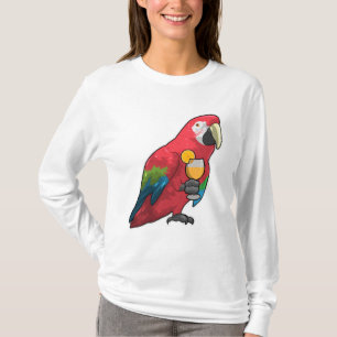 オレンジジュースのグラスとオウム Tシャツ