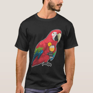 オレンジジュースのグラスとオウム Tシャツ