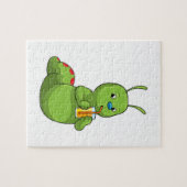 オレンジジュースのグラスを持つキャタピラー ジグソーパズル (横)