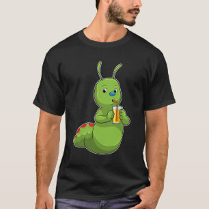オレンジジュースのグラスを持つキャタピラー Tシャツ