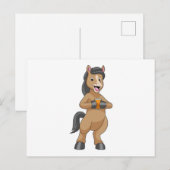 オレンジジュースのコップを持った馬 ポストカード (正面/裏面)