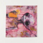 オレンジジュースのピンクエイリアン タペストリー (正面(横))