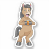 オレンジジュースのマグカップ付き馬 シール (正面)