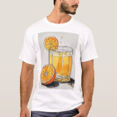 オレンジジュースの男性用tシャツ1杯 tシャツ (正面)