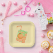 オレンジジュースボックスイエロー ペーパープレート (パーティー)