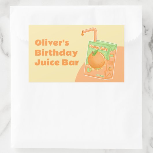 オレンジジュースボックス誕生日パーティー 長方形シール (バッグ)