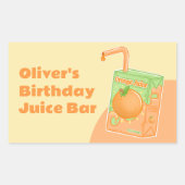 オレンジジュースボックス誕生日パーティー 長方形シール (正面)