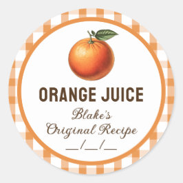 オレンジジュース缶詰ラベル市松模様にデザイン ラウンドシール