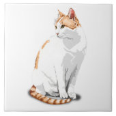 オレンジジンジャーとホワイトキャットカスタム タイル (正面)