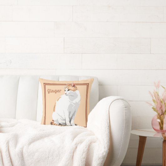 オレンジジンジャーと白猫パーソナライズされた クッション (ソファ)
