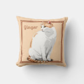 オレンジジンジャーと白猫パーソナライズされた クッション (正面)