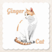 オレンジジンジャーと白猫パーソナライズされた ペーパーコースター (正面)