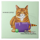 オレンジジンジャーコーヒーキャットおもしろい タイル (正面)