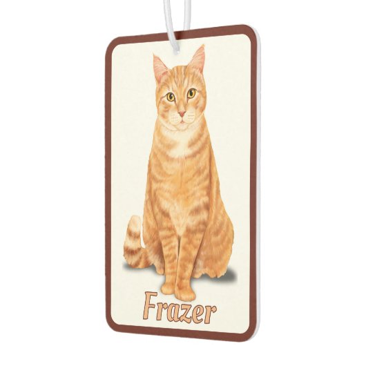 オレンジジンジャータビーパーソナライズされたネコ カーエアーフレッシュナー (左)