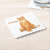 オレンジジンジャータビーパーソナライズされたネコ ペーパーコースター (アングル)