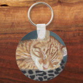 オレンジジンジャー虎猫眠る猫絵画の芸術 キーホルダー (正面)