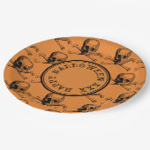 オレンジスカルハロウィーンメパーソナライズされたッセージ ペーパープレート (アングル)