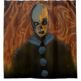 オレンジスカル シャワーカーテン