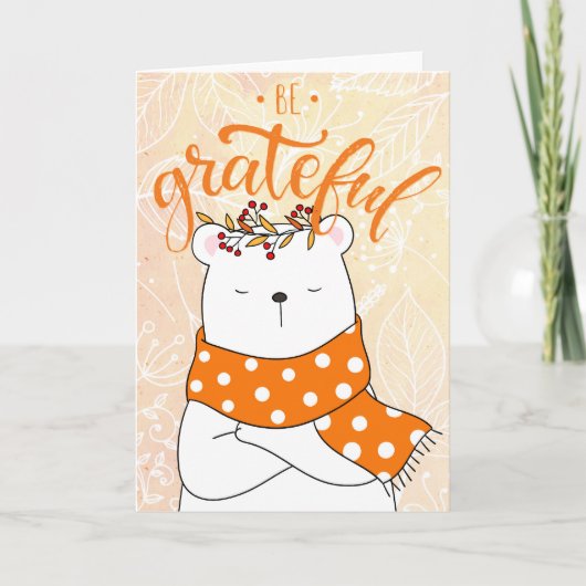 オレンジスカーフを着た白熊 – 感謝する カード (正面)