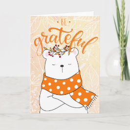 オレンジスカーフを着た白熊 – 感謝する カード