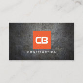 オレンジスクエアモノグラムグランジメタル建築 名刺 (正面)