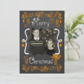 オレンジスクロカスタマイズールフォトホリデーカード シーズンカード (スタンド正面)