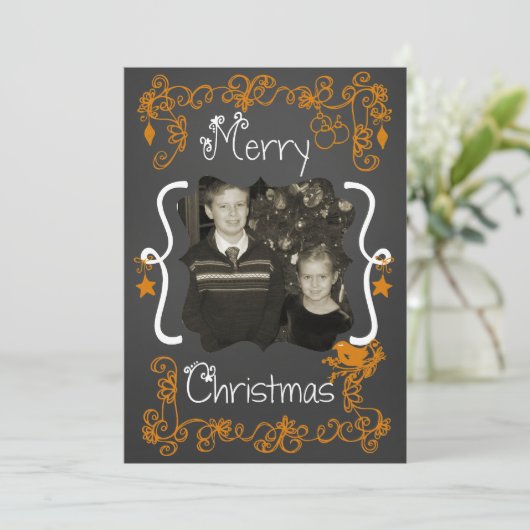 オレンジスクロカスタマイズールフォトホリデーカード シーズンカード (スタンド正面)