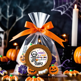 オレンジスケルトン不気味ボーイハロウィーン誕生日 ラウンドシール