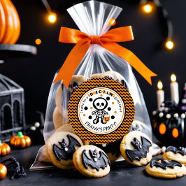 オレンジスケルトン不気味ボーイハロウィーン誕生日 ラウンドシール