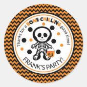 オレンジスケルトン不気味ボーイハロウィーン誕生日 ラウンドシール (正面)