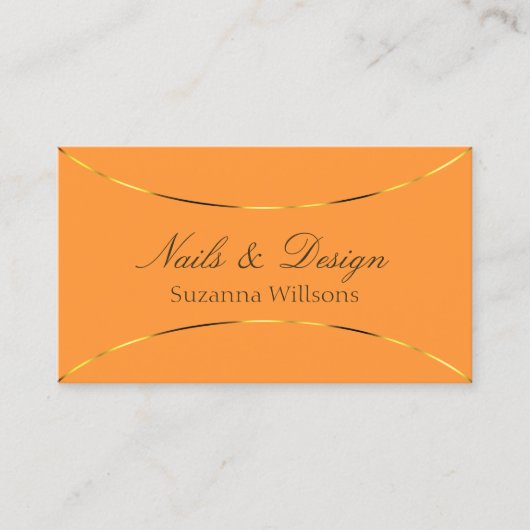 オレンジスタイリッシュとシメリー金ゴールドデコー縁どル 名刺 (正面)