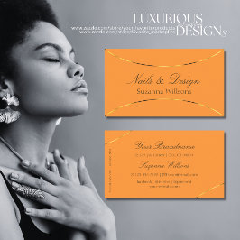 オレンジスタイリッシュとシメリー金ゴールドデコー縁どル 名刺