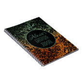 オレンジスタイリッシュと緑のブラックフローラ ノートブック (右側)