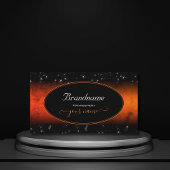 オレンジスタイリッシュ大理石ブラックグラマーグリッタースターズ 名刺