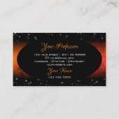 オレンジスタイリッシュ大理石ブラックグリッタースターズイニシャル 名刺 (裏面)