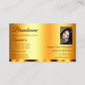 オレンジスタイリッシュ色のグラマラスとロゴとフォトラックス 名刺 (裏面)