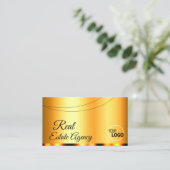 オレンジスタイリッシュ色のグラマラスとロゴとフォトラックス 名刺 (スタンド正面)