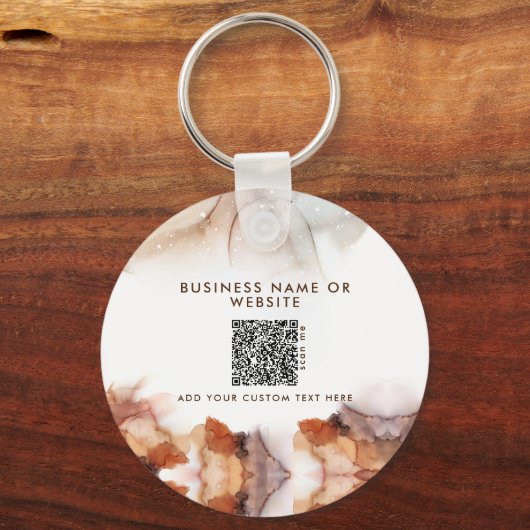 オレンジスタイリッシュ色インクロゴ&QRコード会社キーチェーン キーホルダー (裏面)