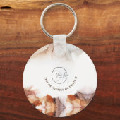 オレンジスタイリッシュ色インクロゴ&QRコード会社キーチェーン キーホルダー (正面)