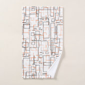 オレンジスタイリッシュ色ブラックパターン バスタオルセット (ハンドタオル)