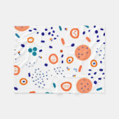 オレンジスタイルパタンズアートデザイン フリースブランケット (正面(横))