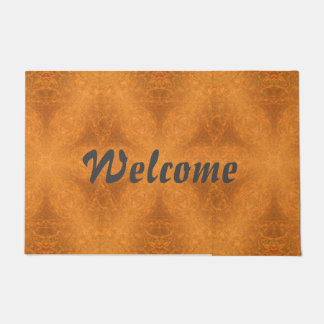 オレンジスターのウェルカムフレーズ万華鏡のように千変万化するパターン ドアマット