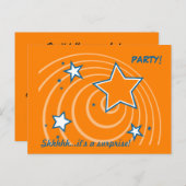 オレンジスターズ誕生日サプライズパーティの招待状 インビテーションポストカード (正面/裏面)