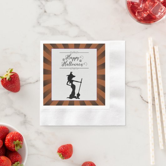 オレンジスターバストウィッチハロウィーン 縁ありカクテルナプキン (インサイチュ)