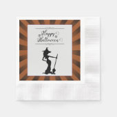 オレンジスターバストウィッチハロウィーン 縁ありカクテルナプキン (正面)